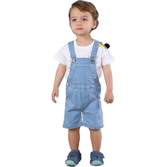 NWT KIDSCOOL SPACE Baby Unisex Jean Overalls Toddler Denim Shortall,Blue,2-3 Y - Picture 1 of 6
